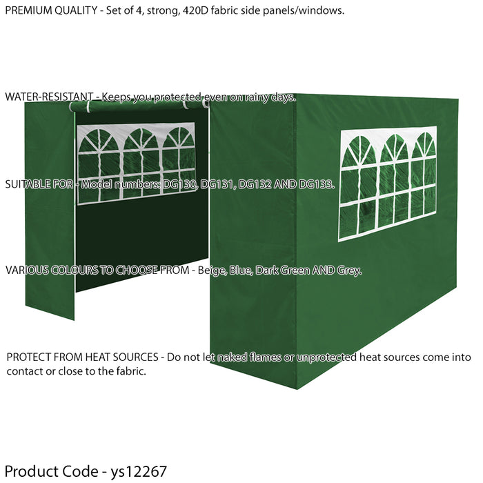 3x3m Pop-Up Gazebo & Side Walls Set GREEN - Strong Outdoor Garden Pavillion Tent - LoopsDirect