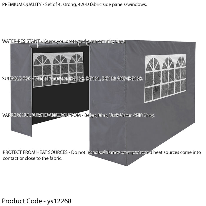 3x3m Pop-Up Gazebo & Side Walls Set GREY - Strong Outdoor Garden Pavillion Tent - LoopsDirect