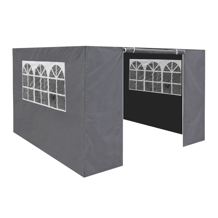 3x3m Pop-Up Gazebo & Side Walls Set GREY - Strong Outdoor Garden Pavillion Tent - LoopsDirect