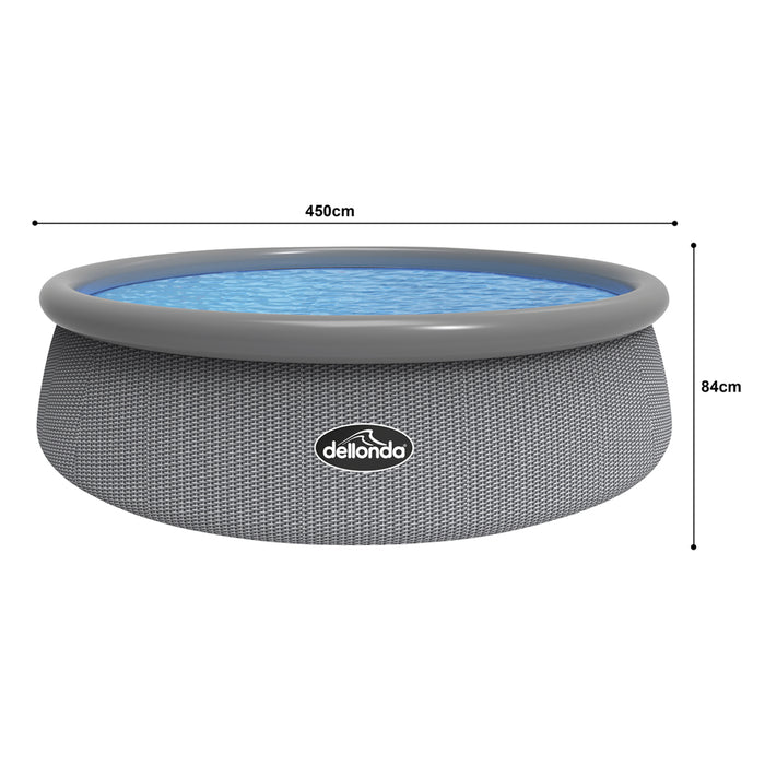 15ft Round Garden Swimming Pool & Pump - 84cm Deep Kids Paddling Grey Rattan - LoopsDirect