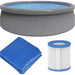 15ft Round Garden Swimming Pool Pump & Accessories Set - 84cm Deep Grey Rattan