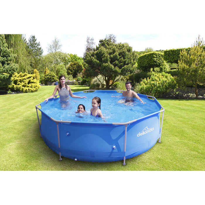 10ft Steel Frame Garden Swimming Pool & Filter Pump - 76cm Deep Kids Paddling - LoopsDirect