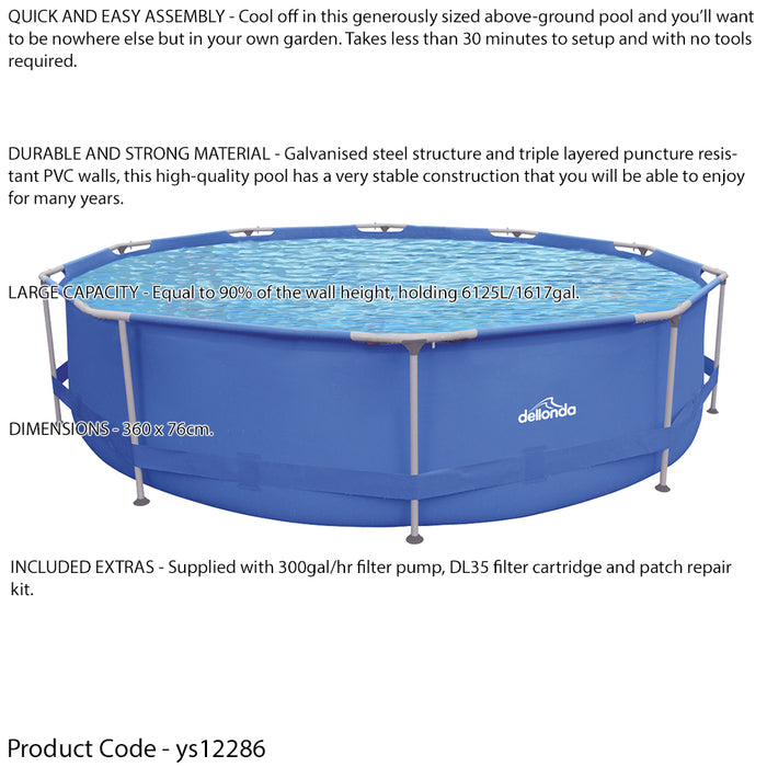 15ft Round Garden Swimming Pool Pump & Accessories Set - 84cm Deep Grey Rattan