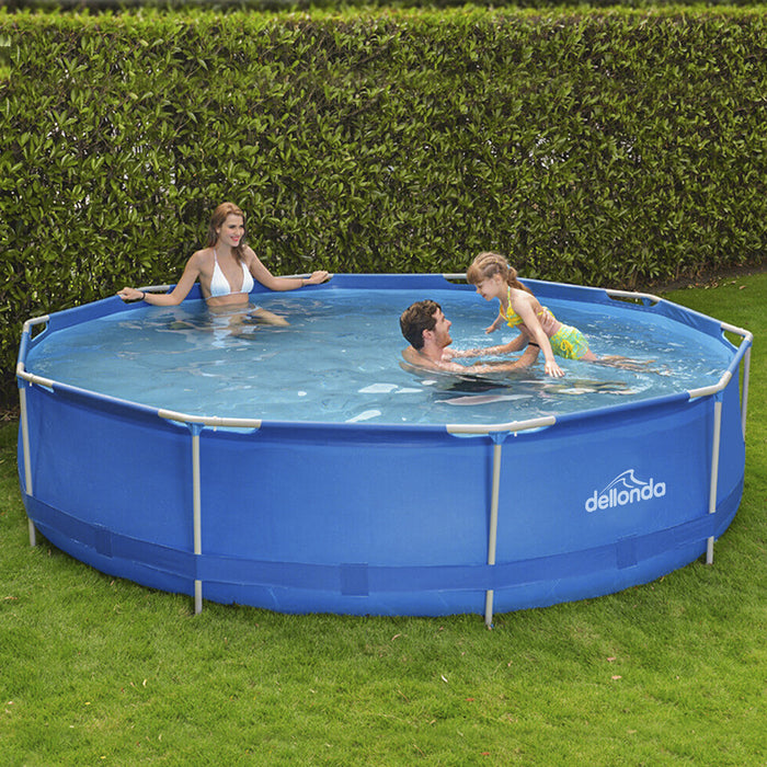 12ft Steel Frame Garden Swimming Pool & Filter Pump - 76cm Deep Kids Paddling