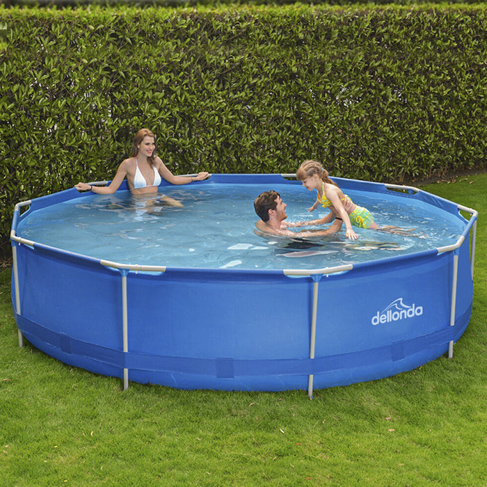 12ft Steel Frame Garden Swimming Pool & Filter Pump - 76cm Deep Kids Paddling - LoopsDirect