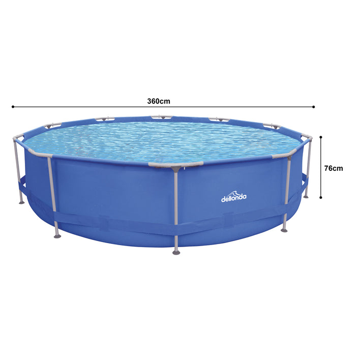 12ft Steel Frame Garden Swimming Pool & Filter Pump - 76cm Deep Kids Paddling - LoopsDirect