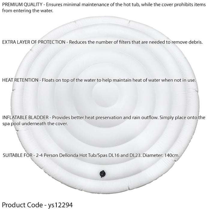 135cm Round Inflatable Heat Retaining Hot Tub Cover - Spa Water Lid Retention