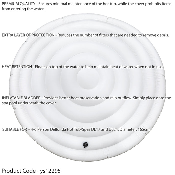 165cm Round Inflatable Heat Retaining Hot Tub Cover - Spa Water Lid Retention - LoopsDirect