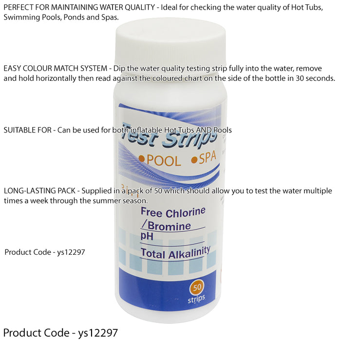 Swimming Pool & Hot Tub Chlorine PH & Alkaline Test Strips 3 In 1 Water Quality