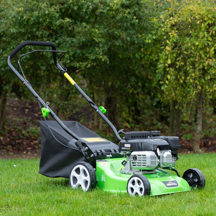 40cm 132cc 4-Stroke Petrol Lawnmower - Hand-Propelled Manual Grass Cutter Mower - LoopsDirect