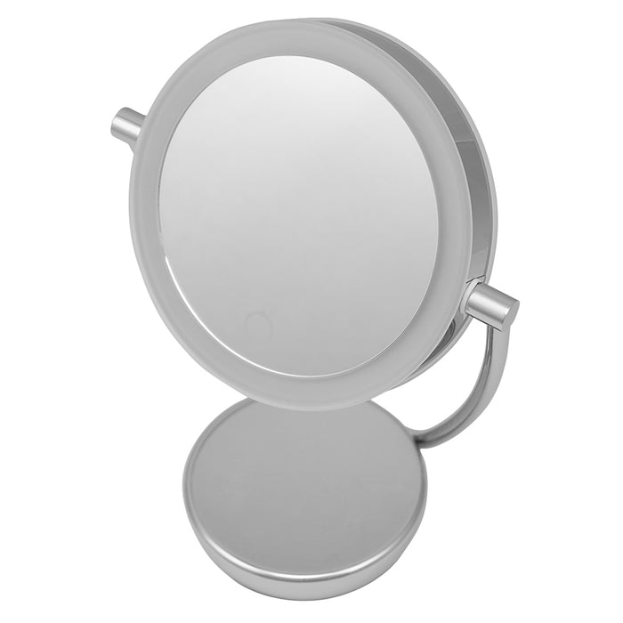 190mm Double-Sided LED Illuminated Vanity Mirror - Chrome Touch Dimmable Battery - LoopsDirect