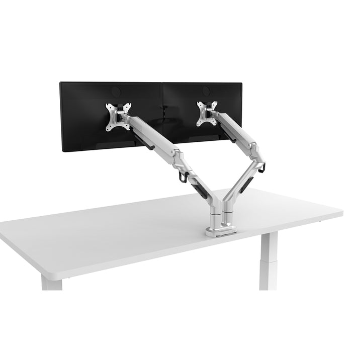 17-32" Dual Twin Moving Monitor Desk Mount Arm Bracket 12KG Screen Holder Stand