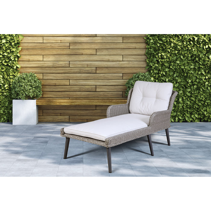 2 PACK Grey Rattan Wicker Garden Sun Lounger & Cushion - Outdoor Chaise Lounge