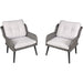 2 PACK Garden Dining Armchairs & Cushions - Grey Rattan Wicker Outdoor Seating