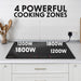 60cm 2800W 4 Zone Electric Induction Hob - Black Glass Touch Control Flush - LoopsDirect