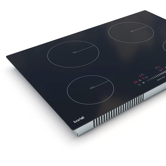 77cm 7200W 4 Zone Electric Induction Hob - Black Glass Touch Control Flush - LoopsDirect