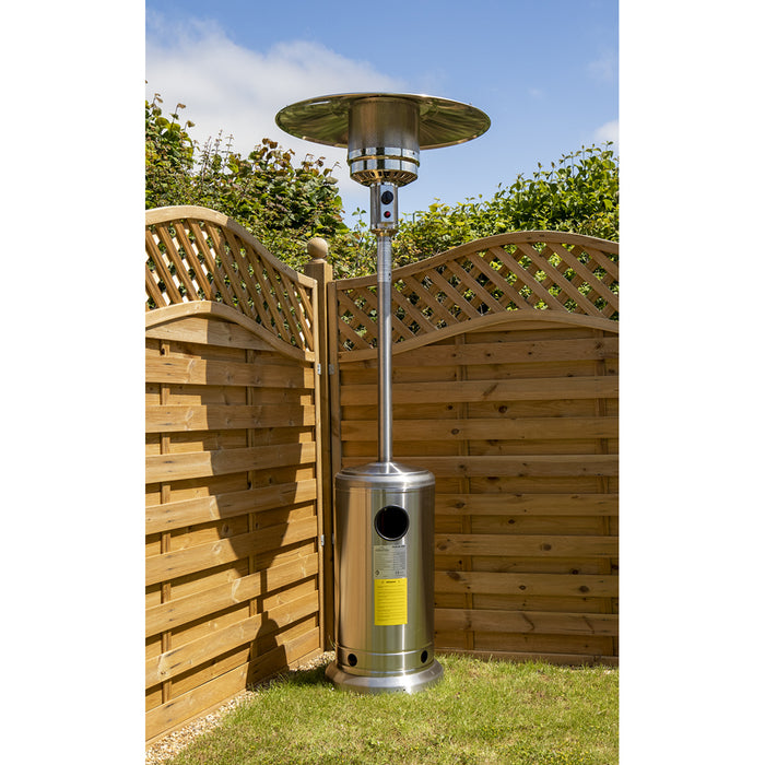 13kW Steel Propane Gas Tower Patio Heater & Drinks Table Set - Outdoor Garden - LoopsDirect