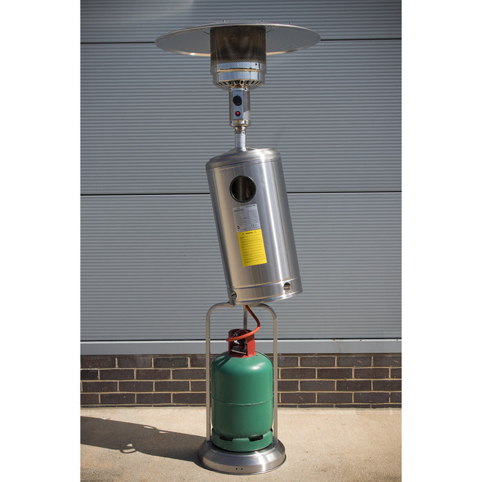 13kW Steel Propane Gas Tower Patio Heater & Drinks Table Set - Outdoor Garden - LoopsDirect