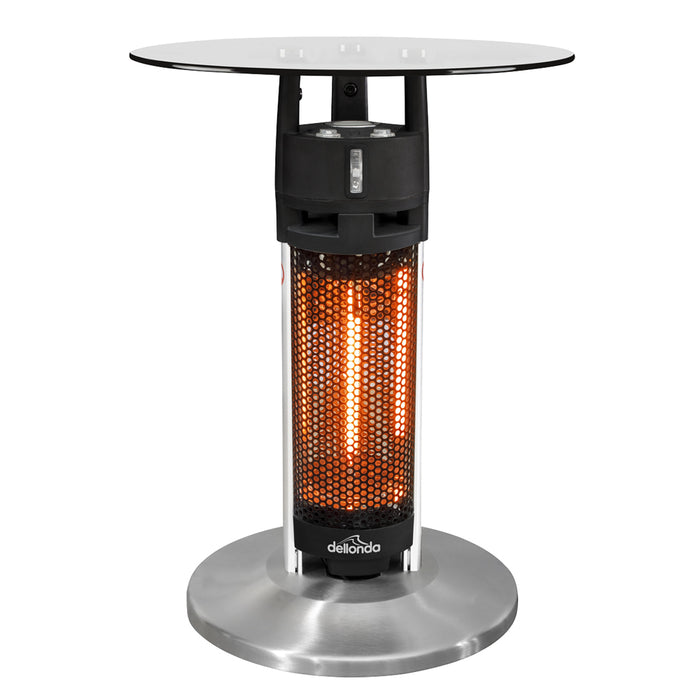 65cm Glass Top Bistro Table with 1200W Carbon Heater IR Auto Heat Garden Dining