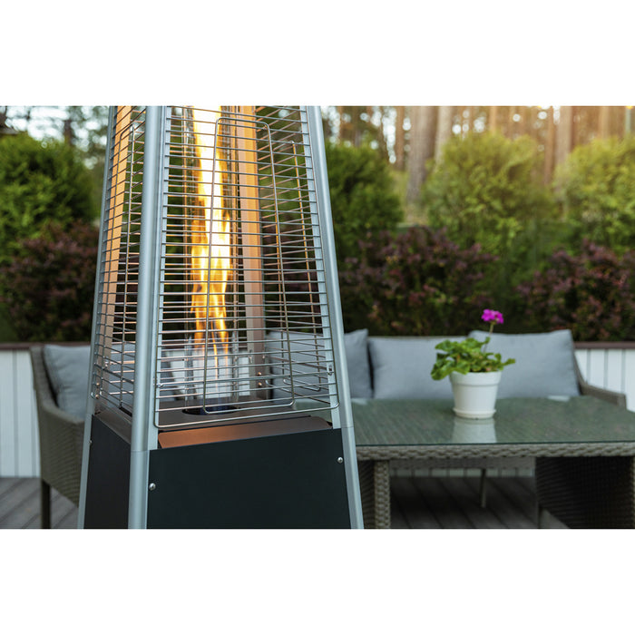 13kW Black Propane Gas Pyramid Tower Patio Heater - Outdoor Garden Dining Set