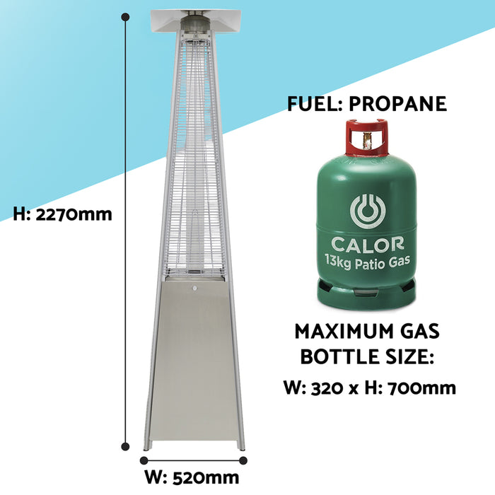 13kW Steel Propane Gas Pyramid Tower Patio Heater - Outdoor Garden Dining Set