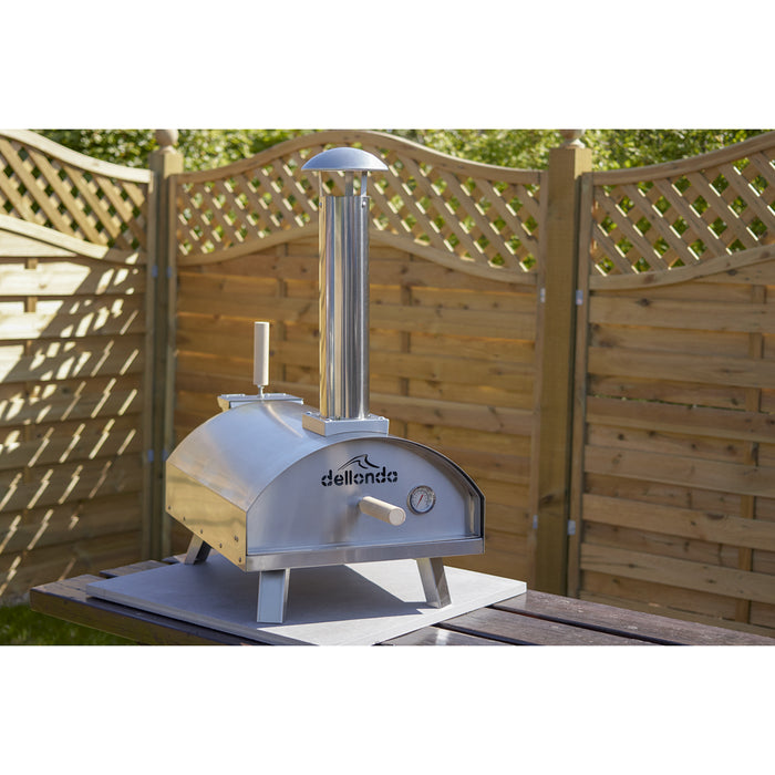 14" Portable Wood-Fired Pizza Oven Smoker & Cover Stainless Steel Outdoor Garden - LoopsDirect