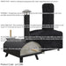 14" Portable Wood-Fired Pizza Oven Smoker & Cover Set Black Steel Outdoor Garden - LoopsDirect