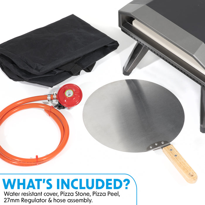 12" Portable Gas Pizza Oven & Regulator Set Includes Outdoor Cover & Peel Paddle
