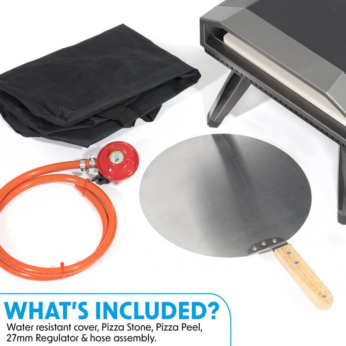 12" Portable Gas Pizza Oven & Regulator Set Includes Outdoor Cover & Peel Paddle - LoopsDirect