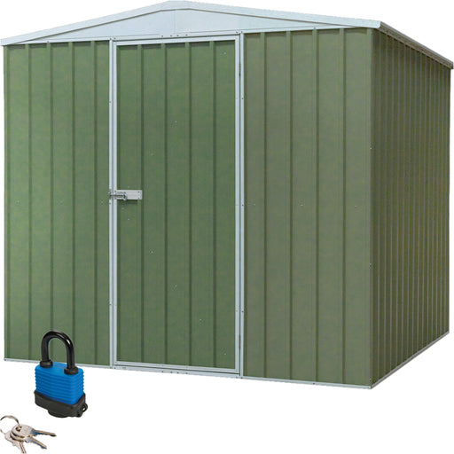 230x230cm Galvanised Steel Garden Shed - Outdoor Metal Storage & Padlock - Green
