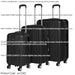 3pc Lightweight ABS Suitcase Set - Wheeled Travel Luggage Black 20 24 28" Cases - LoopsDirect