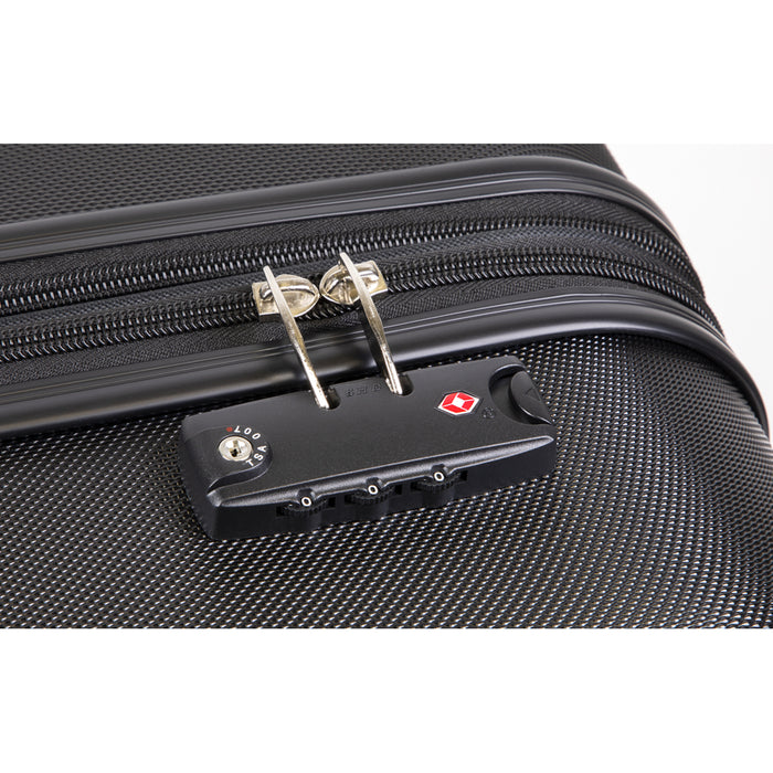 3pc Lightweight ABS Suitcase Set - Wheeled Travel Luggage Black 20 24 28" Cases - LoopsDirect