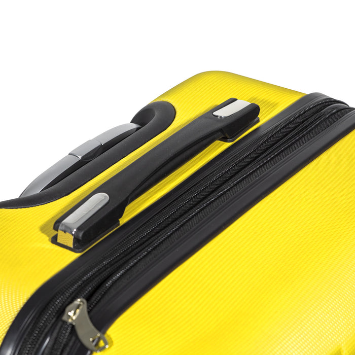 3pc Lightweight ABS Suitcase Set - Wheeled Travel Luggage Yellow 20 24 28" Cases - LoopsDirect