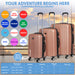 3pc Lightweight ABS Suitcase Set - Wheeled Travel Luggage Rose 20 24 28" Cases - LoopsDirect