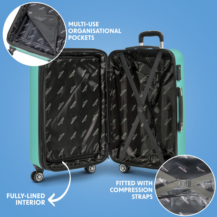 3pc Lightweight ABS Suitcase Set - Wheeled Travel Luggage Teal 20 24 28" Cases - LoopsDirect