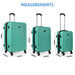 3pc Lightweight ABS Suitcase Set - Wheeled Travel Luggage Teal 20 24 28" Cases - LoopsDirect