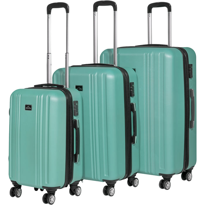 3pc Lightweight ABS Suitcase Set - Wheeled Travel Luggage Teal 20 24 28" Cases