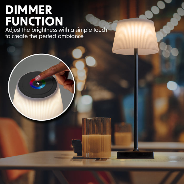 BLACK RGB Rechargeable Table Lamp - Multi-Colour Bedside Light Wireless Dimmable