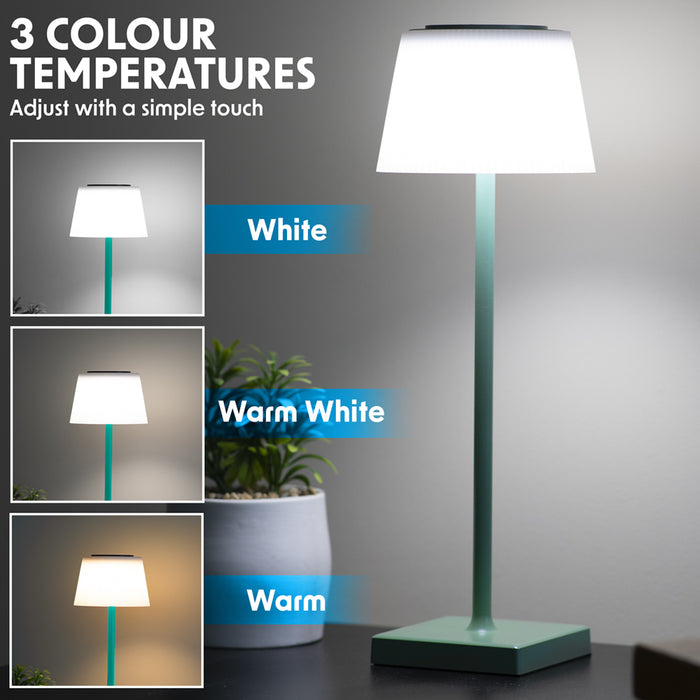 GREEN RGB Rechargeable Table Lamp - Multi-Colour Bedside Light Wireless Dimmable