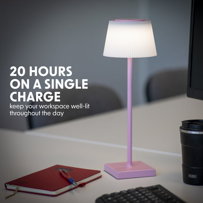 PINK RGB Rechargeable Table Lamp - Multi-Colour Bedside Light Wireless Dimmable