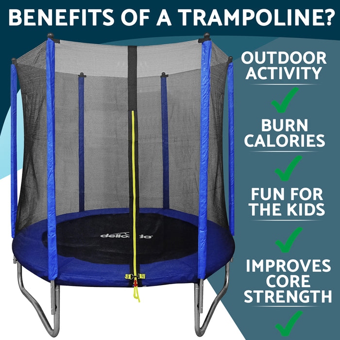 1830mm Kids 6ft Trampoline, Enclosure Net, Ladder & Anchors 50KG Max Garden Jump