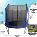 2440mm Kids 8ft Trampoline, Enclosure Net, Ladder & Anchors 50KG Max Garden Jump - LoopsDirect