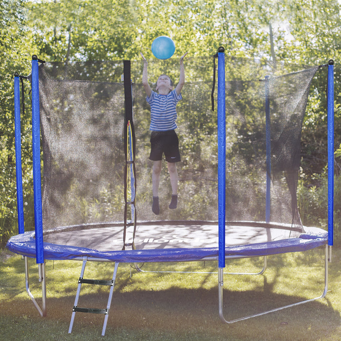 3m / 10ft Kids Trampoline & Safety Enclosure Net - 100KG Max Outdoor Garden Jump