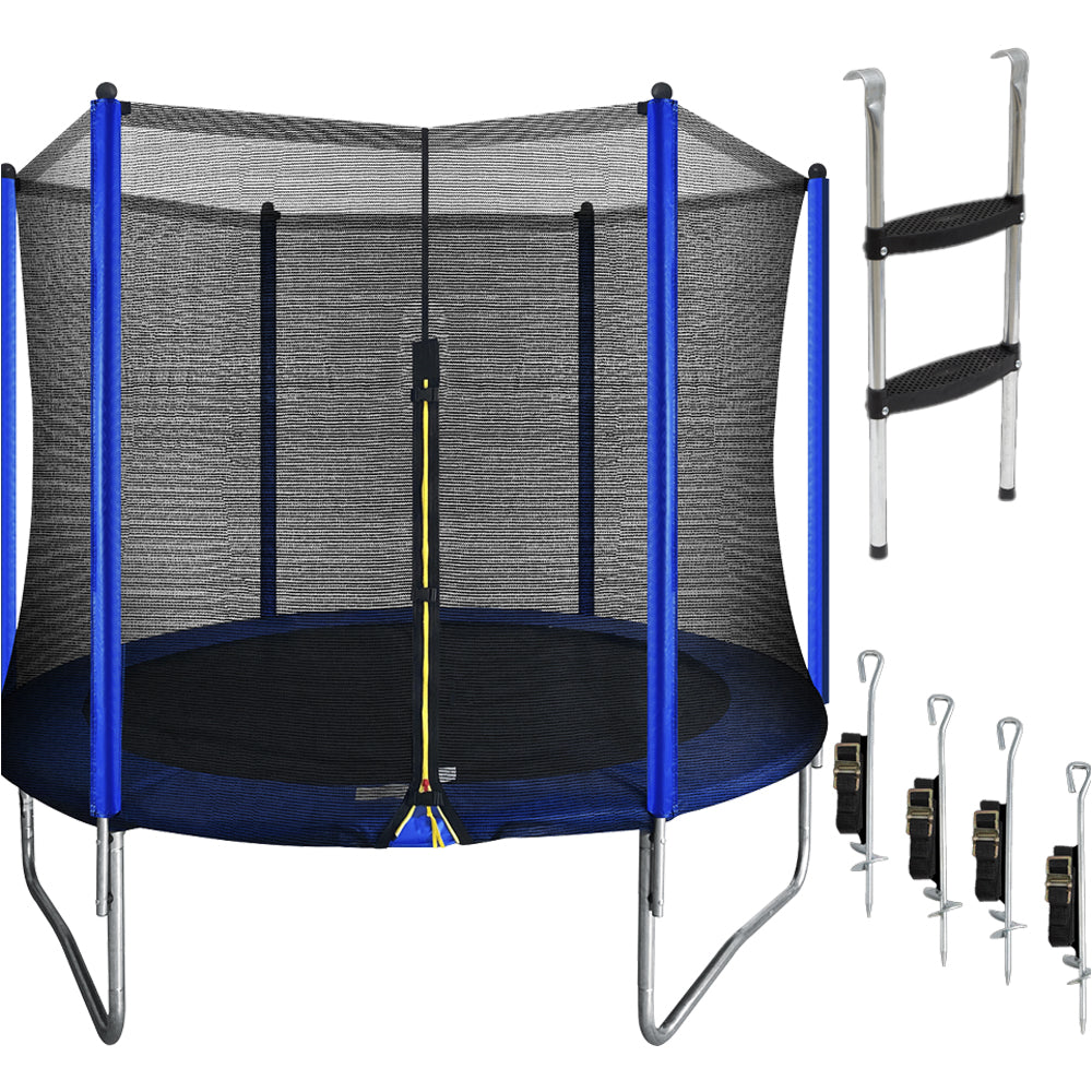 3m / 10ft Kids Trampoline, Enclosure Net, Ladder & Anchors 100KG Max G ...