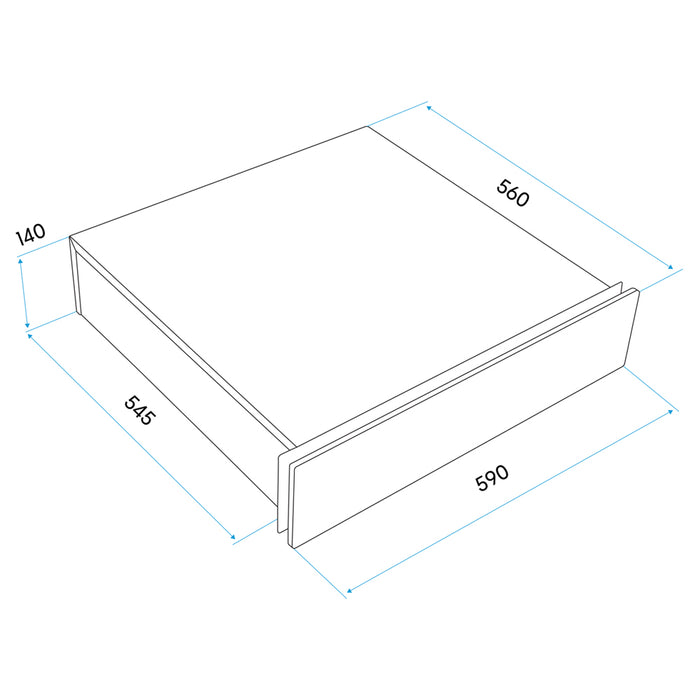 60cm Built-In Warming Drawer - Kitchen Wall Plate Heater - Push Open Black Steel - LoopsDirect