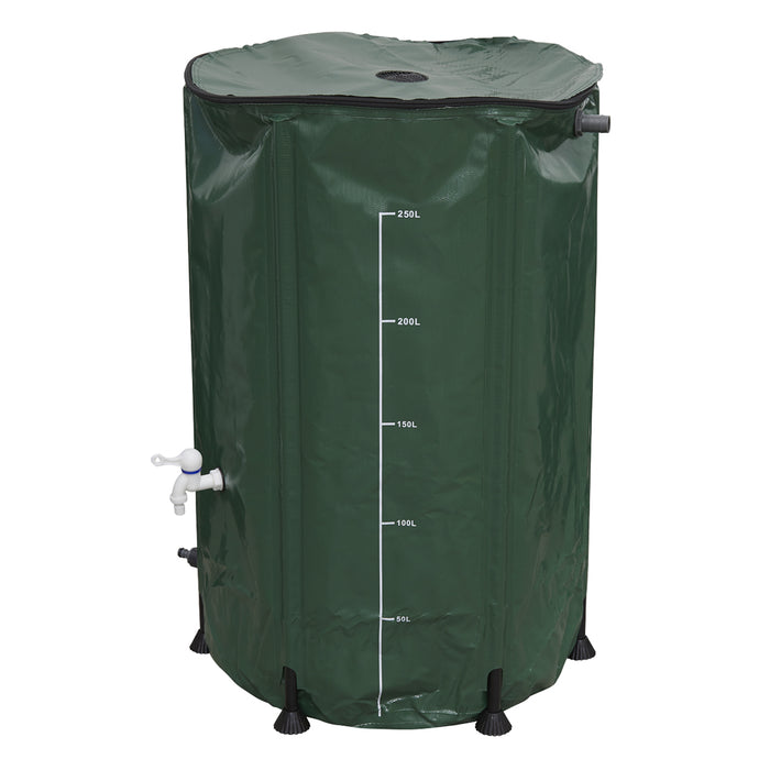 250L Collapsible Garden Water Butt & Drain Tap - Outdoor Storage Gardening Tank - LoopsDirect