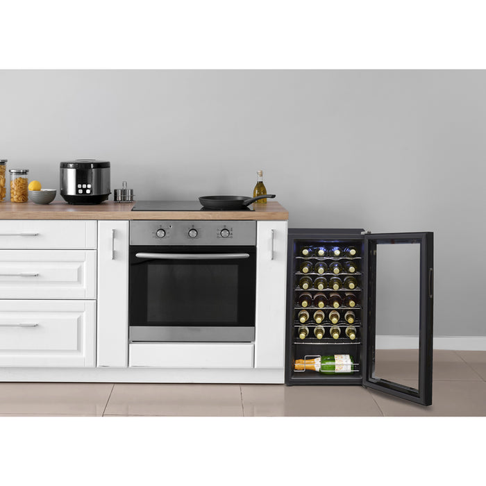 28 Bottle Free Standaing Wine Cooler Fridge - Touch Controls & LED Backlit BLACK - LoopsDirect