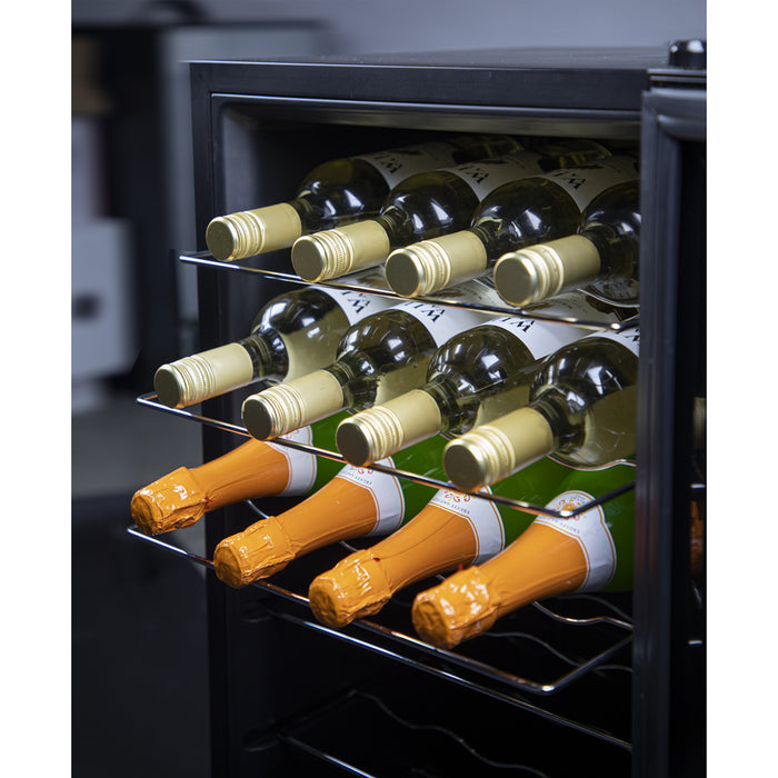 28 Bottle Free Standaing Wine Cooler Fridge - Touch Controls & LED Backlit BLACK