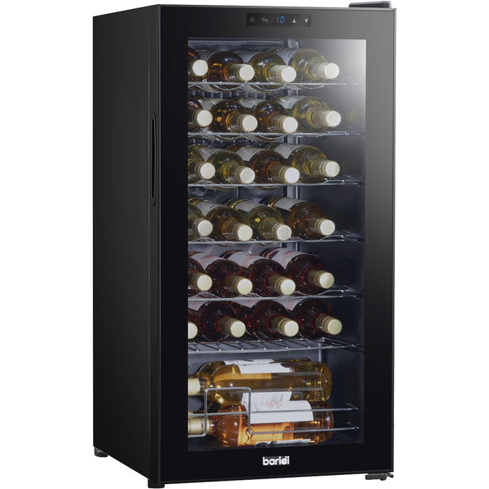 28 Bottle Free Standaing Wine Cooler Fridge - Touch Controls & LED Backlit BLACK