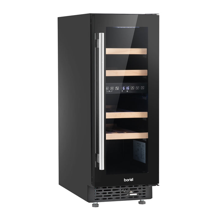 17 Bottle 30cm Built-in Slim Dual Zone Wine Cooler Fridge - LED Backlit BLACK